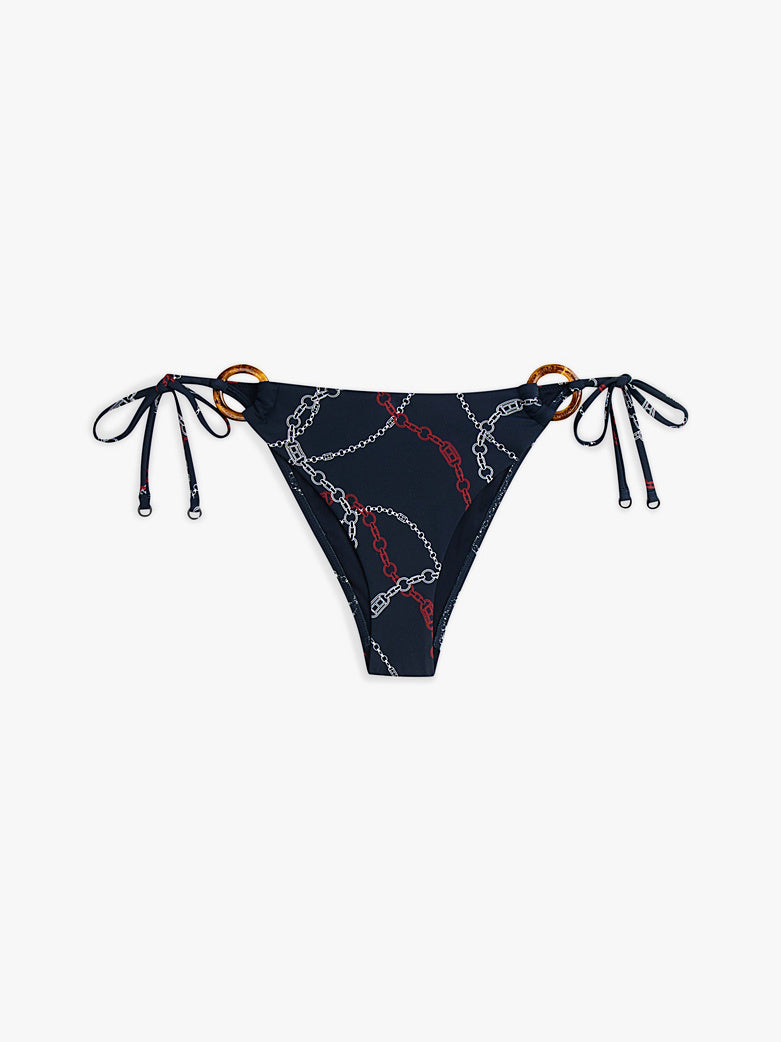 Tommy Hilfiger | Print Tie Side Bikini Bottom | Chain Rope Navy