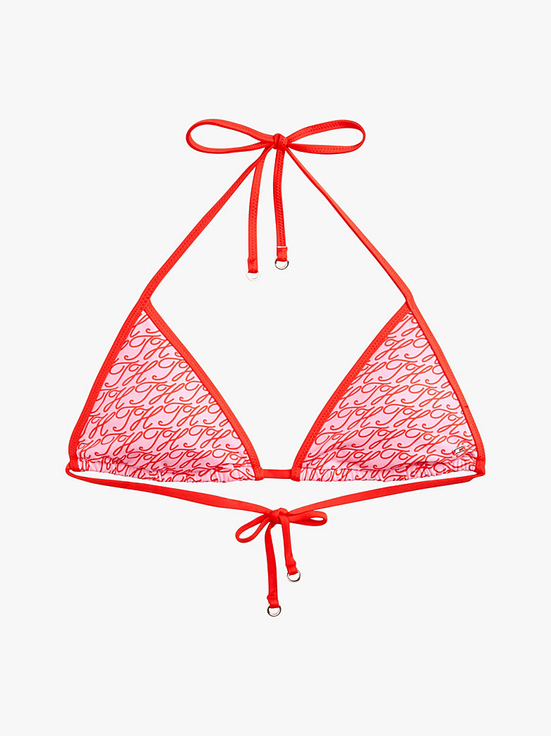 Tommy Hilfiger | Essential Print Halterneck Triangle Bikini Top | TH Script Rose