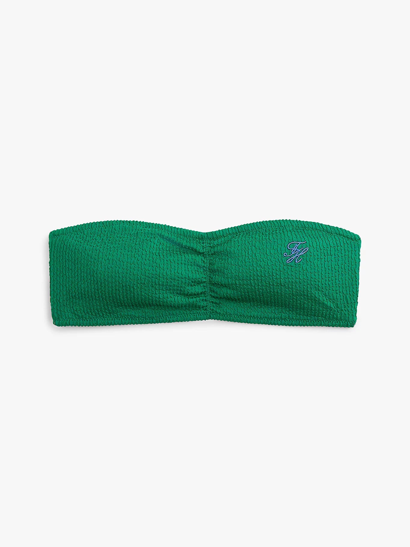 Tommy Hilfiger | Crinkle Logo Bandeau Bikini Top | Courtside Green