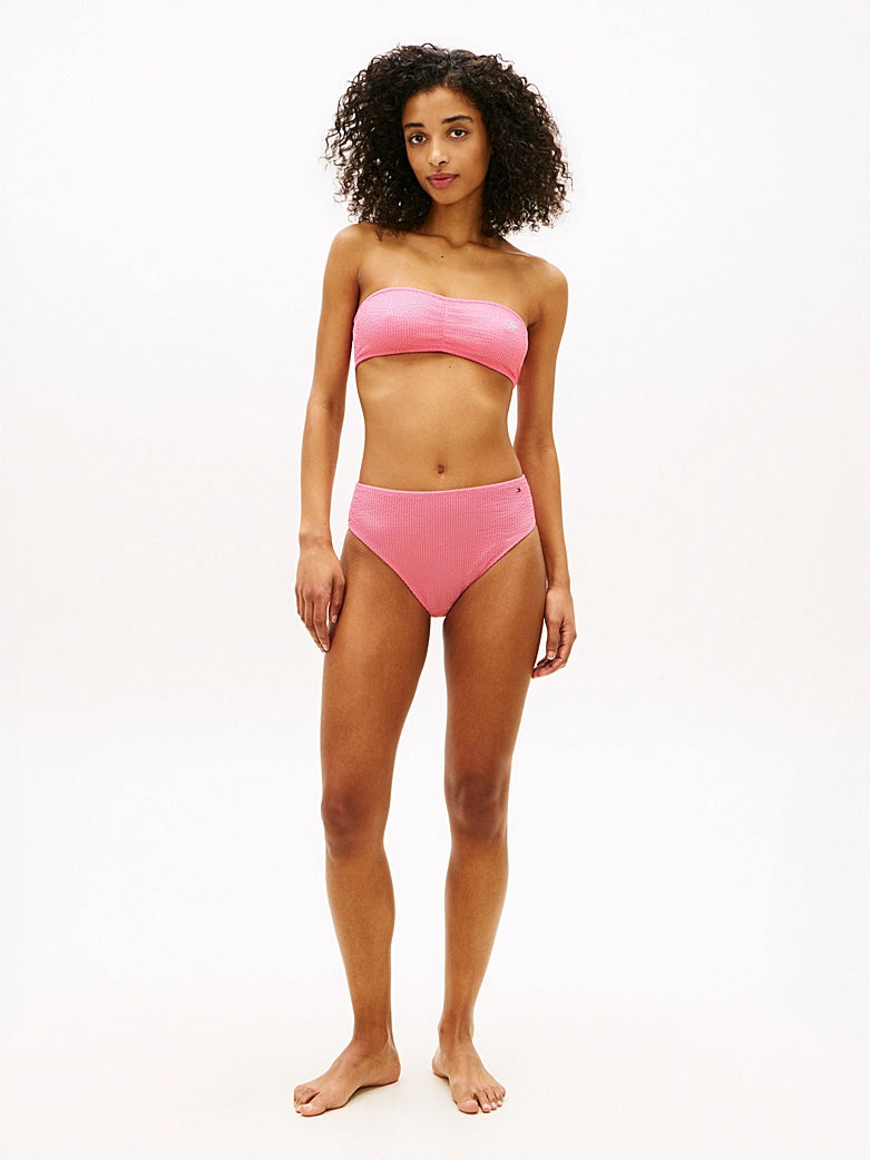 Tommy Hilfiger | Crinkle Logo Bandeau Bikini Top | Rose Petal
