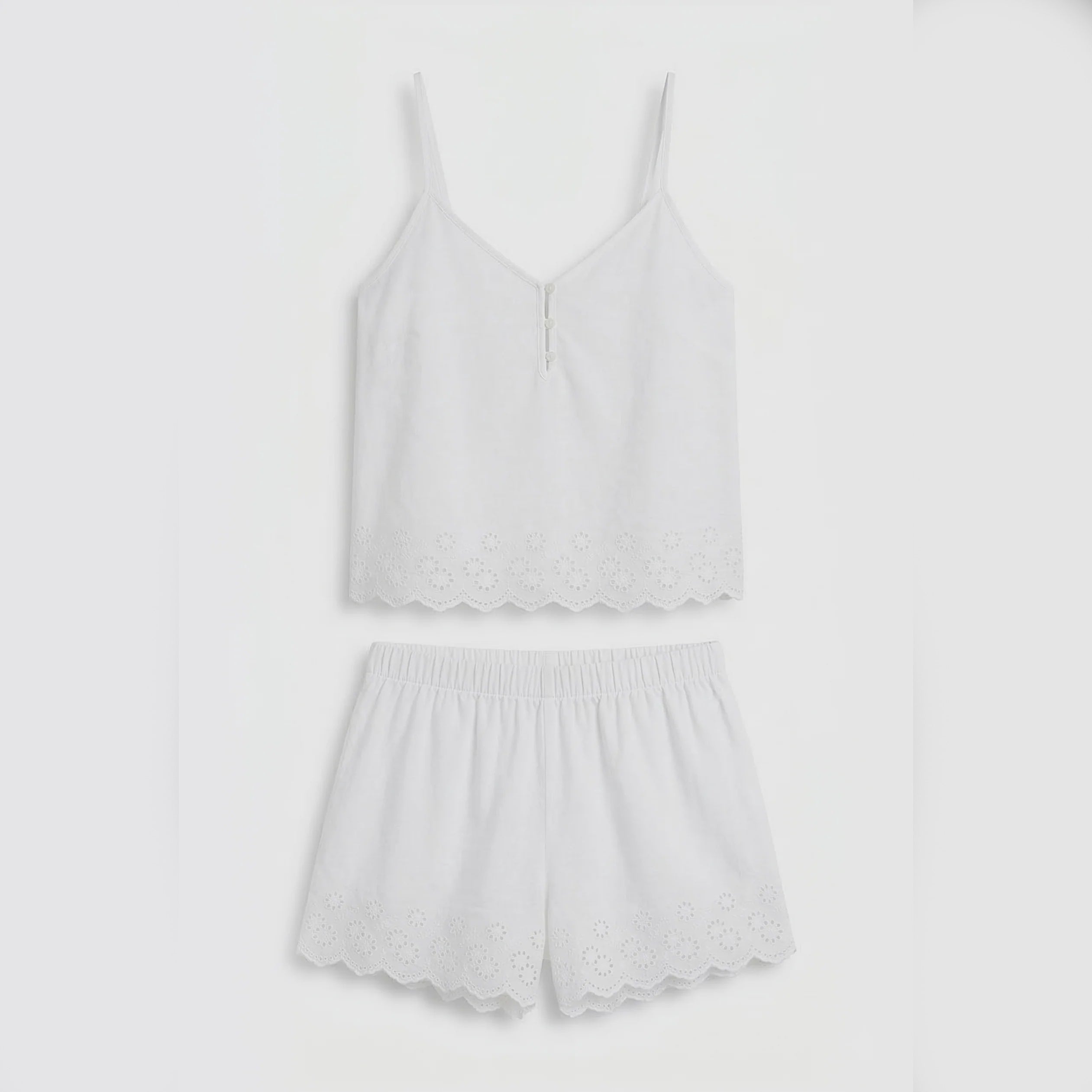 Tommy Hilfiger | Broderie Cami Shorts Pyjama Set | White
