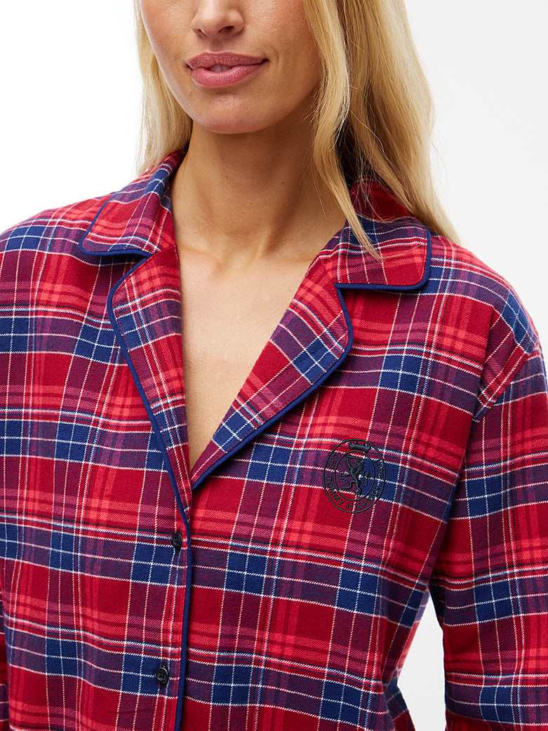 Tommy Hilfiger | Flannel Shirt Night Dress | Check Global Stp Regatta Red