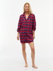 Tommy Hilfiger | Flannel Shirt Night Dress | Check Global Stp Regatta Red