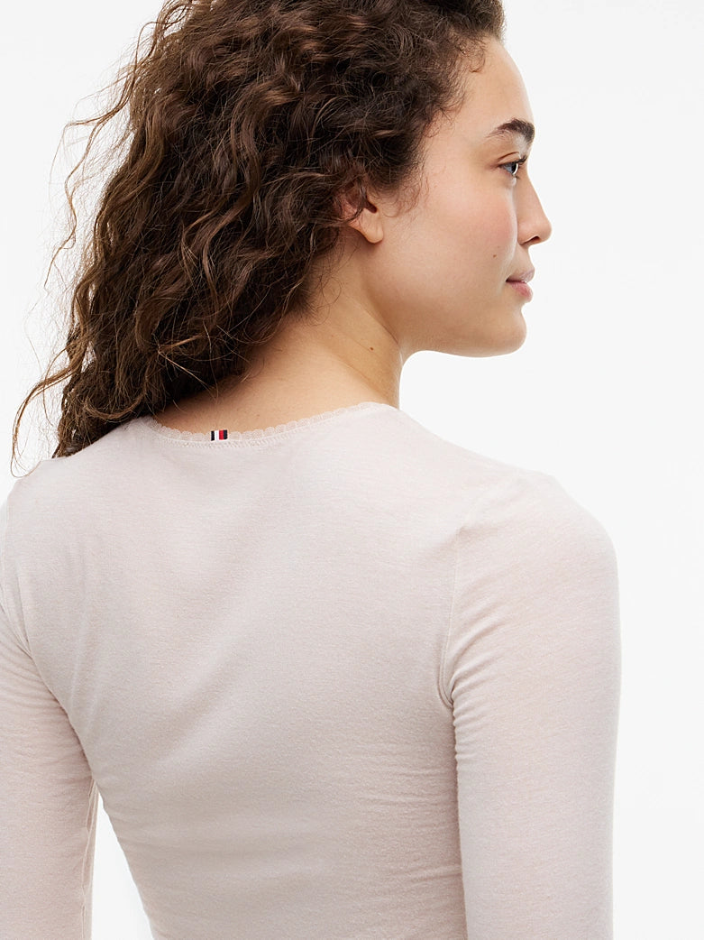 Tommy Hilfiger | Lace Long Sleeve Top | Cashmere Creme