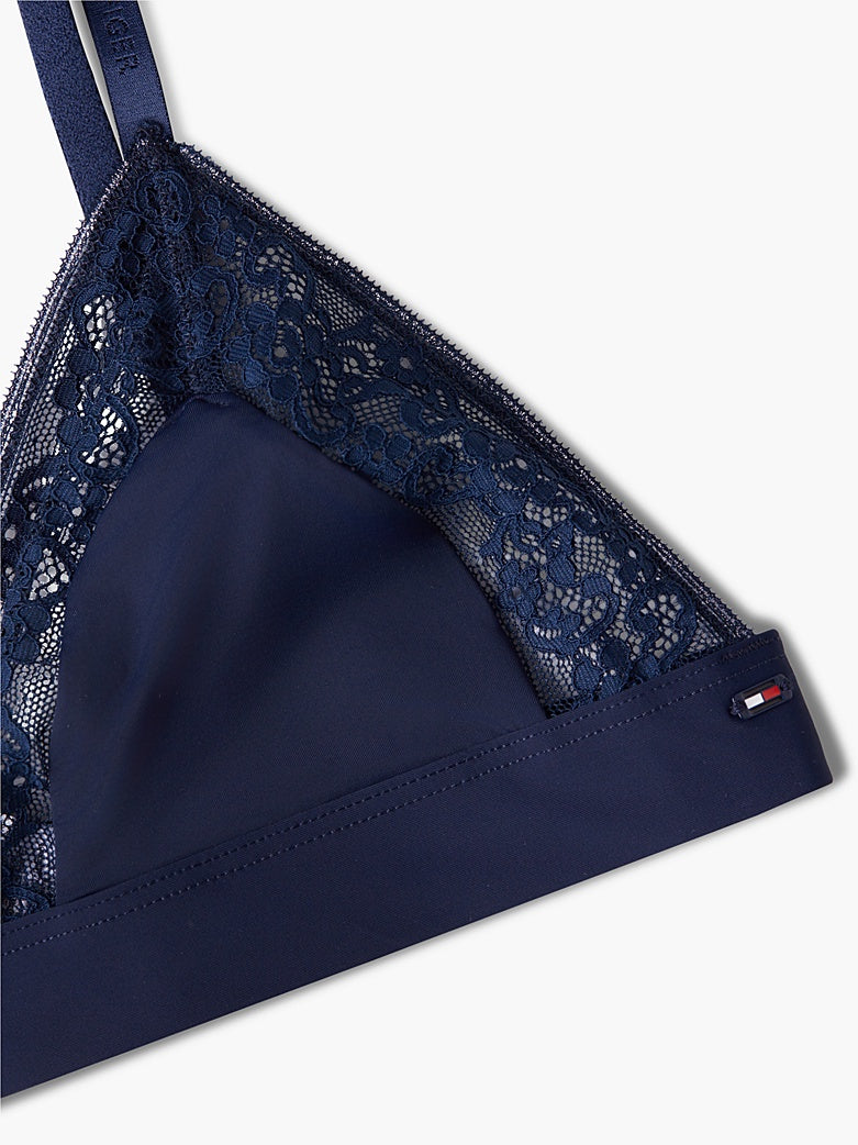 Tommy Hilfiger | Floral Lace Triangle Bra | Dark Blue Lurex