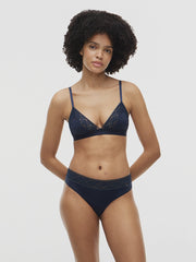 Tommy Hilfiger | Floral Lace Bikini Brief | Dark Blue Lurex