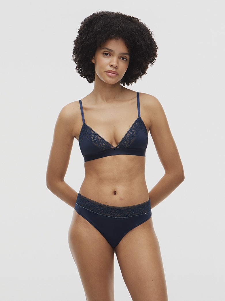 Tommy Hilfiger | Floral Lace Bikini Brief | Dark Blue Lurex