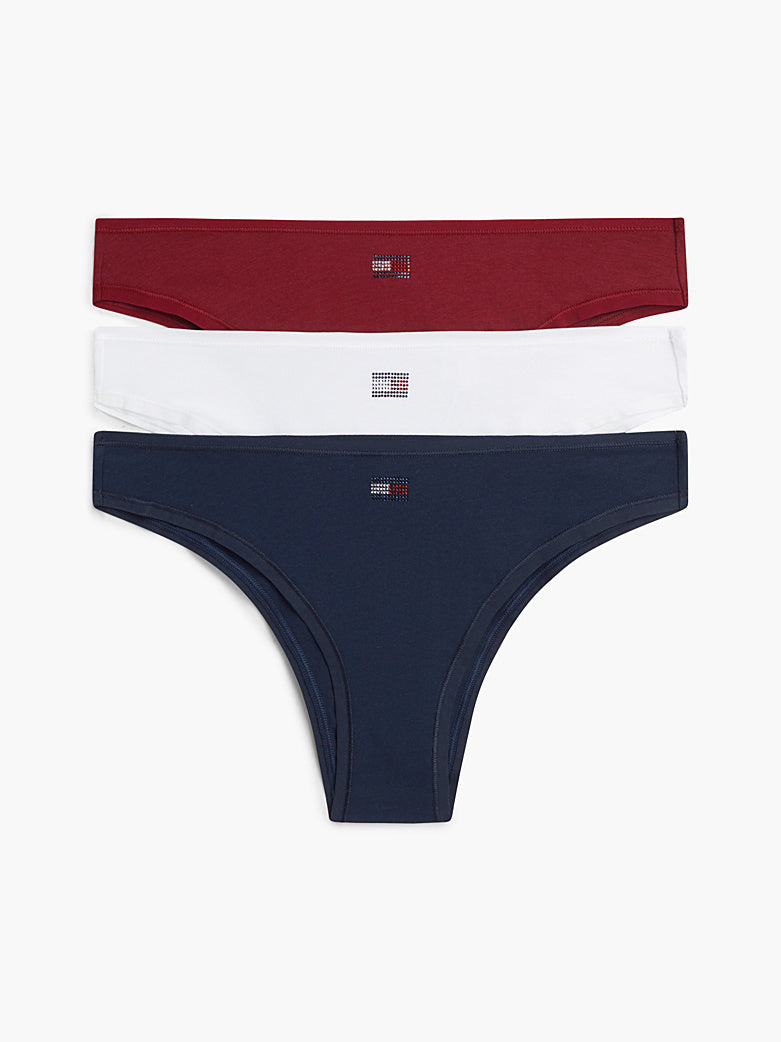 Tommy Hilfiger | Gift 3 Pack Rhinestone Brazilian Briefs | Rouge/ White/Dark Blue