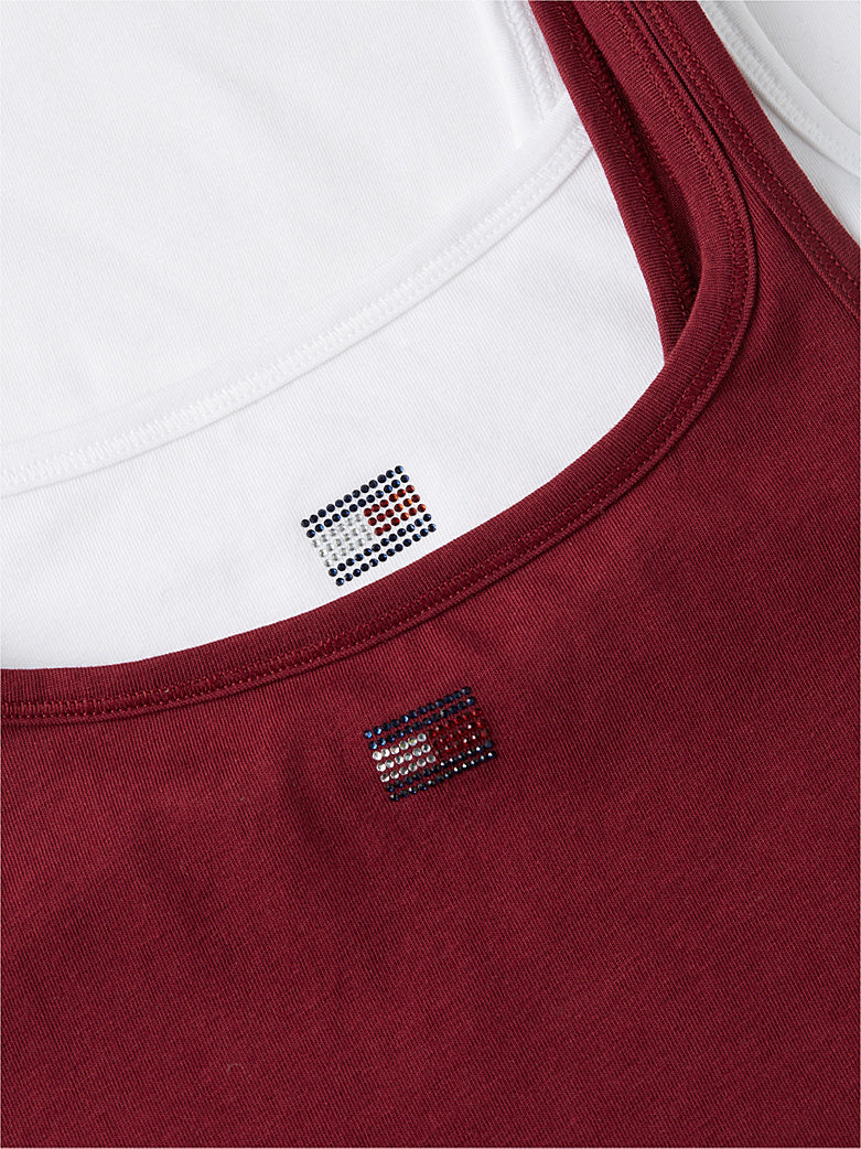 Tommy Hilfigger | 2 Pack Rhinestones Tank Top | Rouge/White