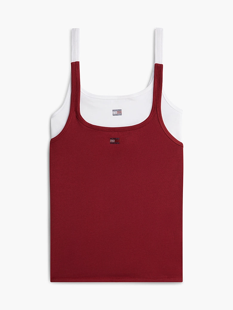 Tommy Hilfigger | 2 Pack Rhinestones Tank Top | Rouge/White