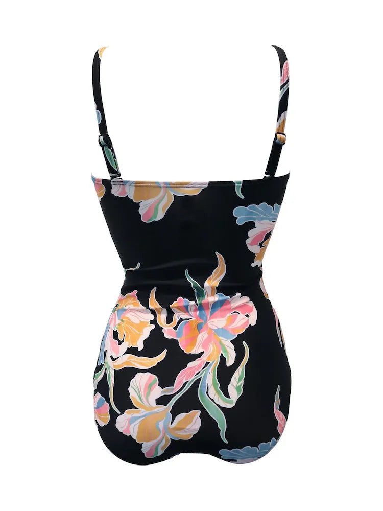 Pour Moi | Santa Monica Strapless Tummy Control Swimsuit | Black Floral