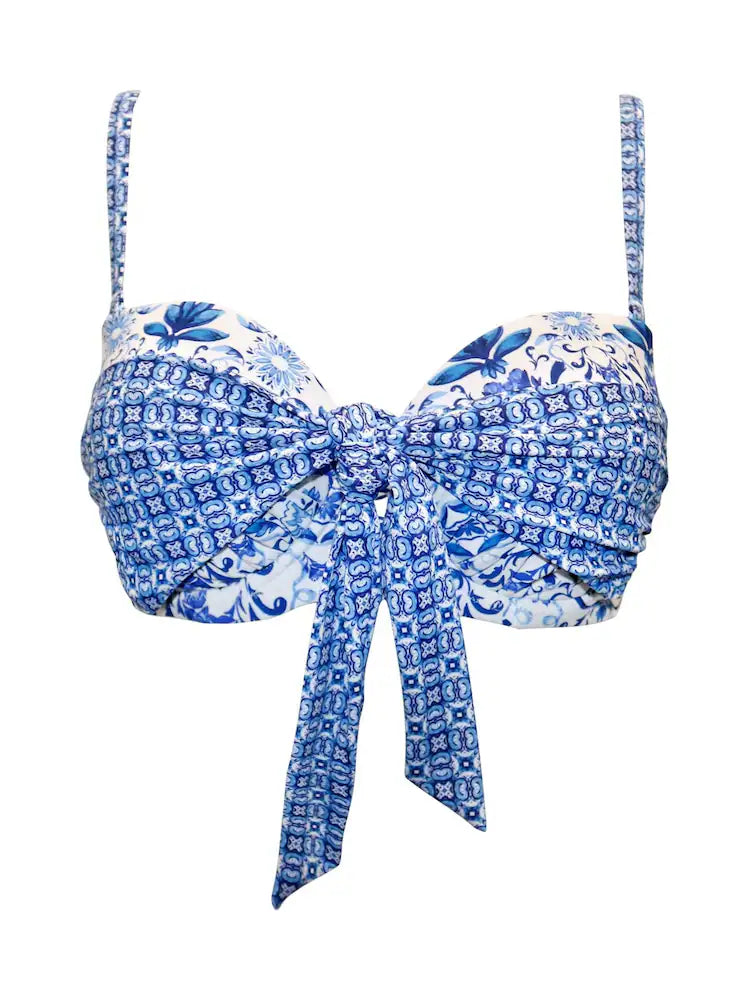 Pour Moi | St Lucia Strapless Multiway Bikini Top | White/ Blue