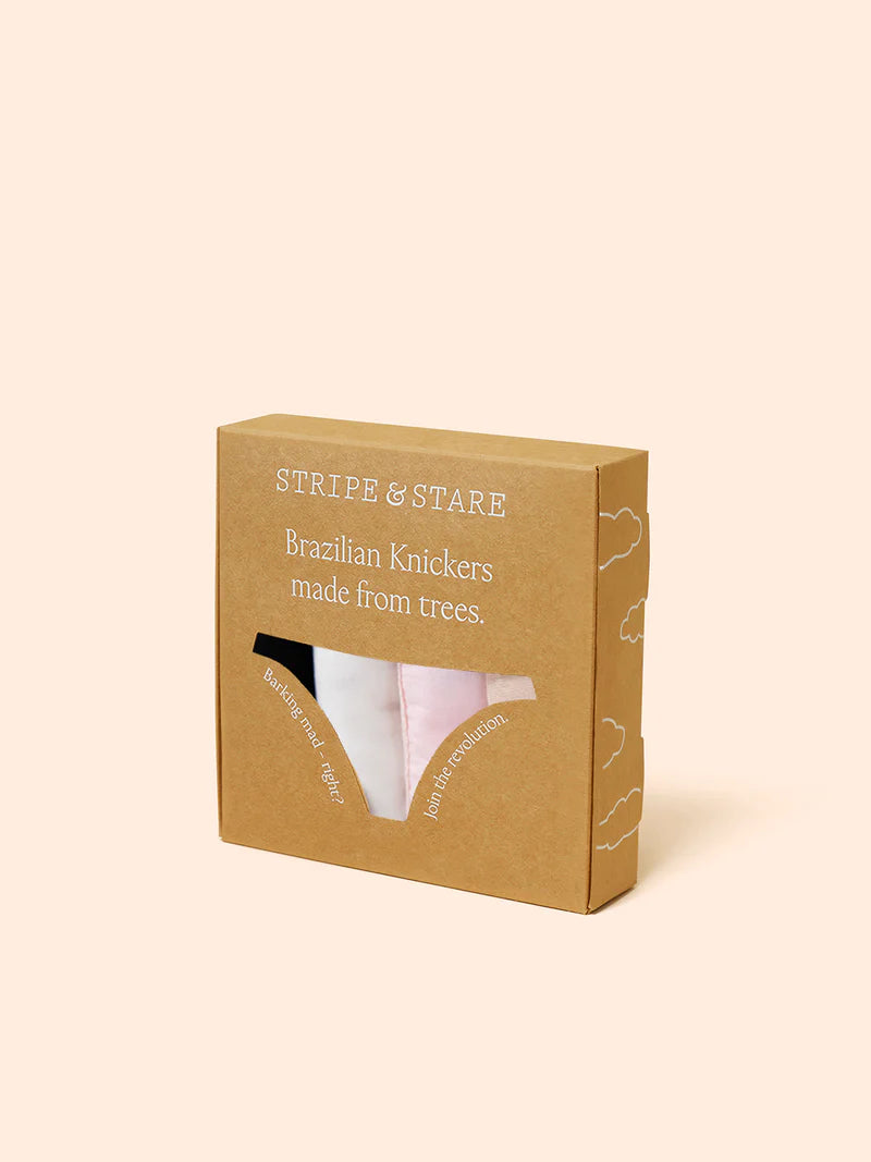 Stripe & Stare | ZigZag Lace Brazilian Knicker Four Pack | Sand Essentials