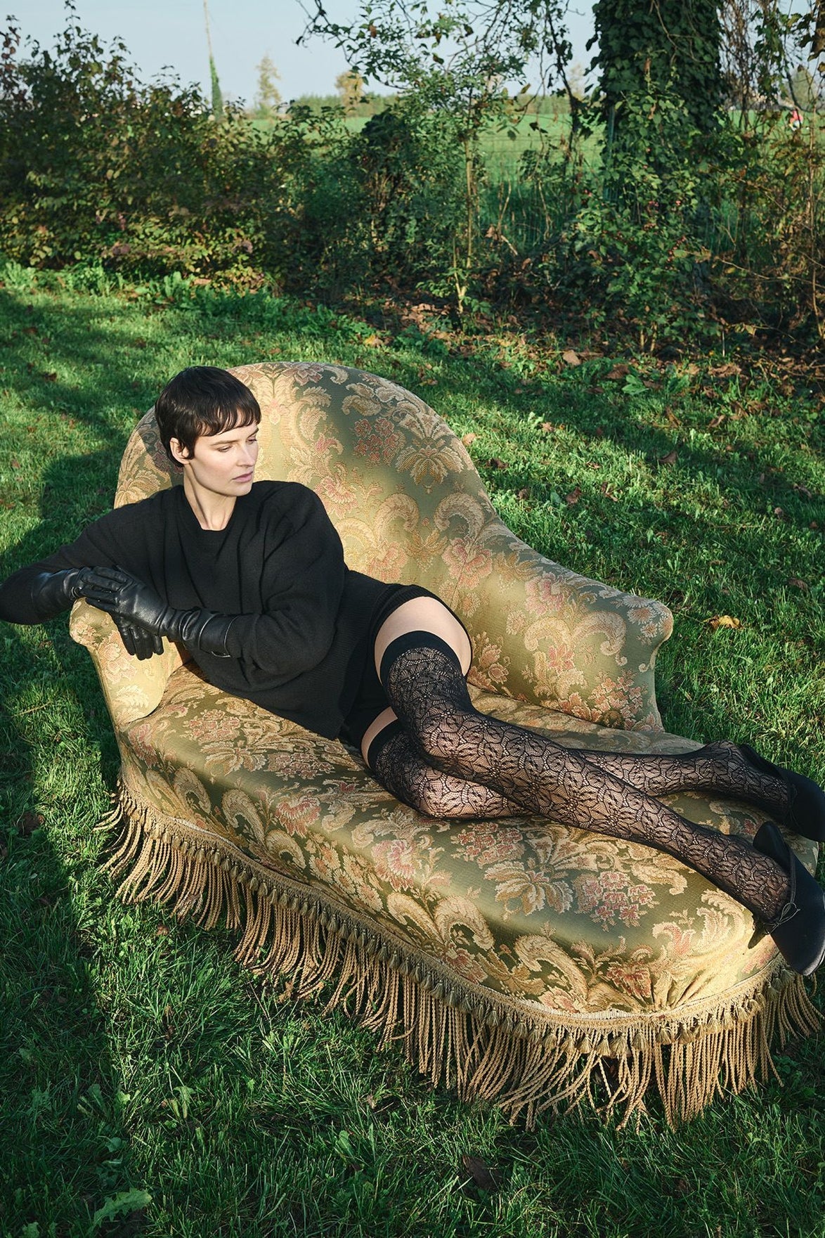 Trasparenze | Compass Rose Hold Ups | Black