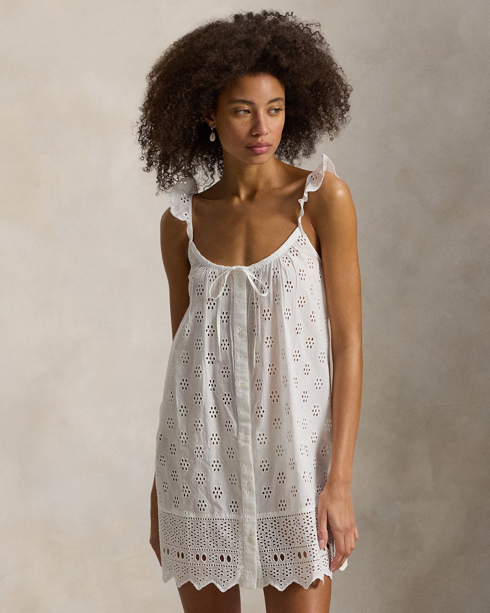 Polo Ralph Lauren | Cotton Eyelet Mini Nightdress | Cloud White
