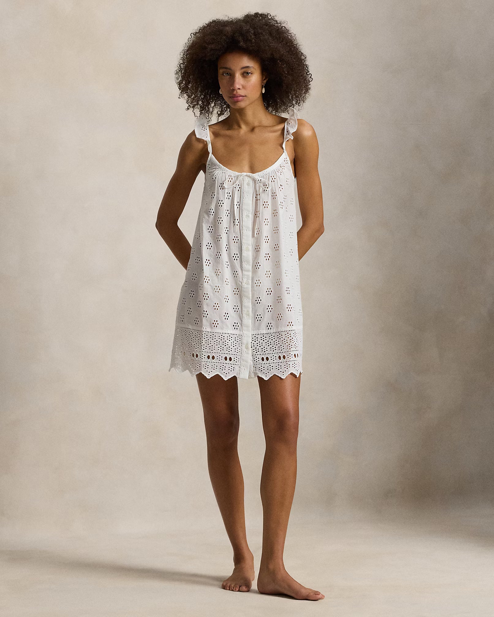 Polo Ralph Lauren | Cotton Eyelet Mini Nightdress | Cloud White