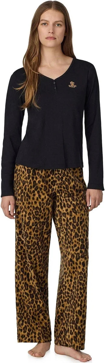 Ralph Lauren | Knit and Fleece Pyjama Set | Leopard Print