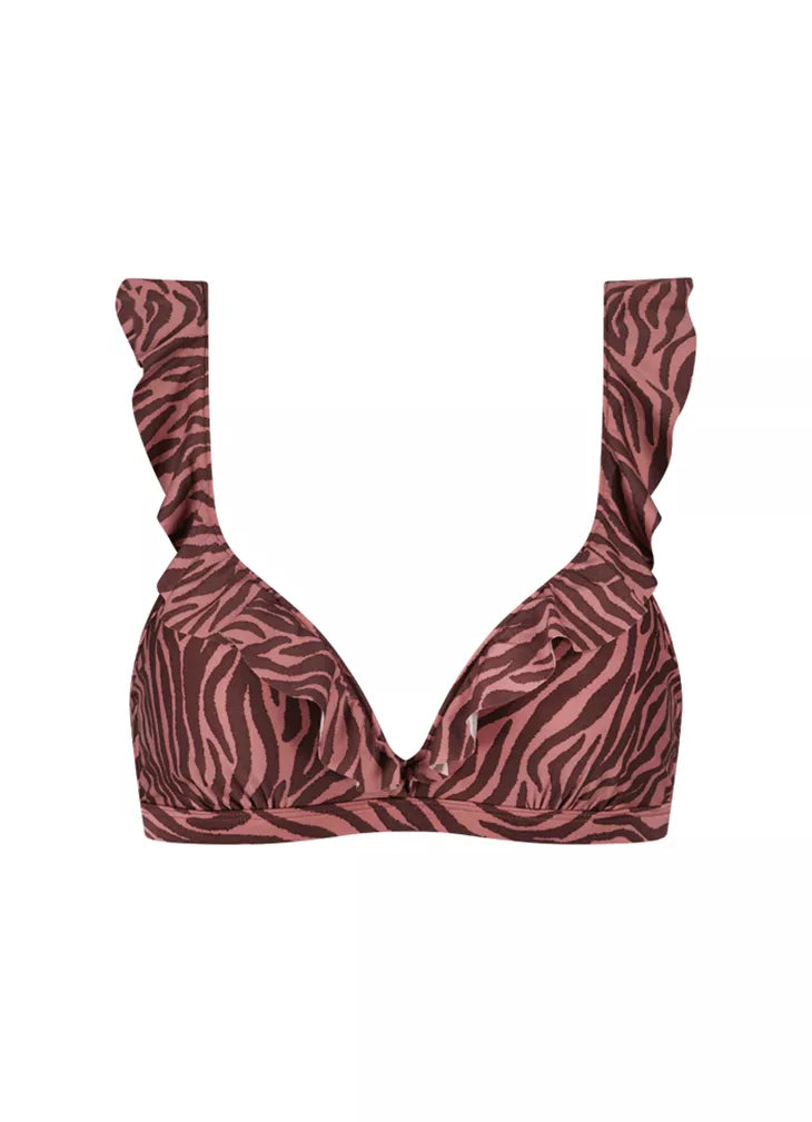 BeachLife | Zebra Ruffle Bikini Top