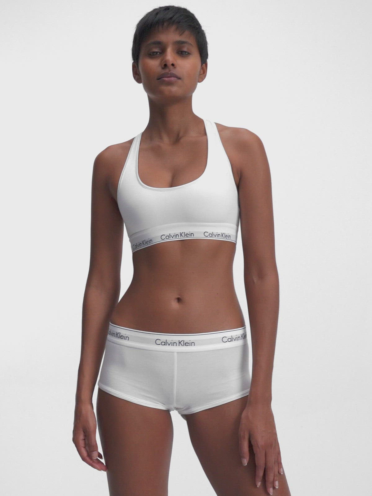 Load video: Calvin Klein | Modern Cotton Boy Short | White