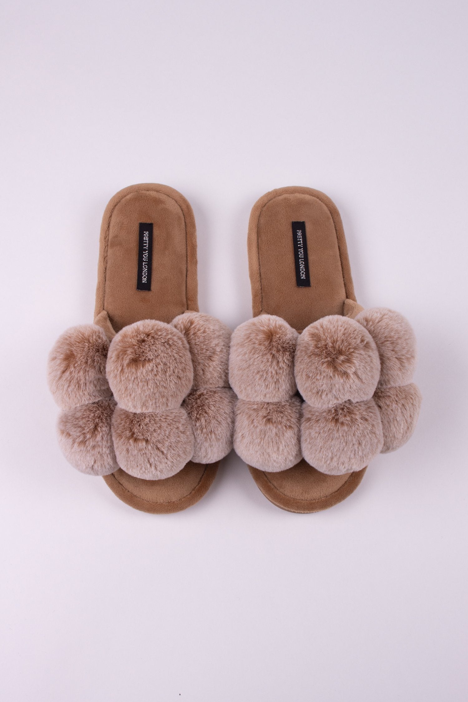Pretty You London Dolly Slippers Caramel Prettylovelylingerie