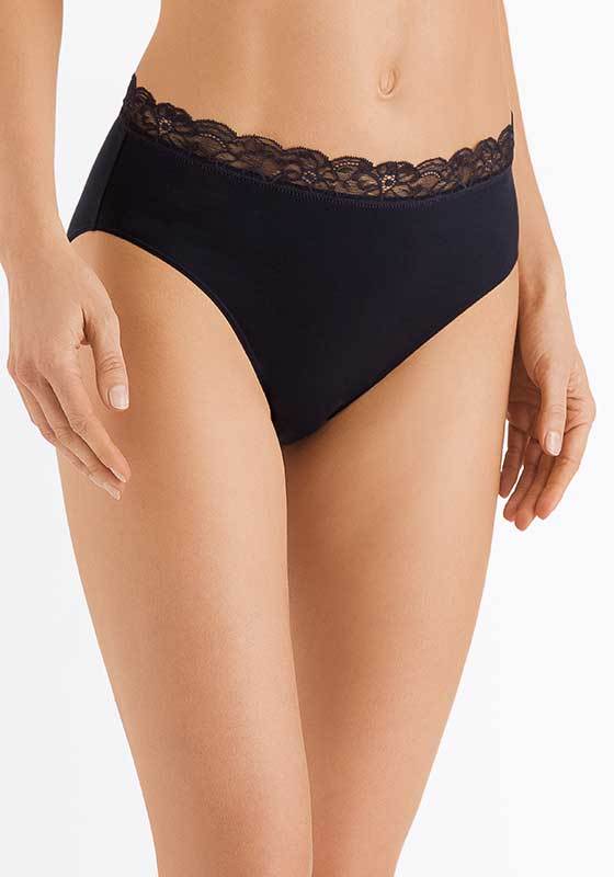 Hanro | Cotton Lace Maxi Brief | Black