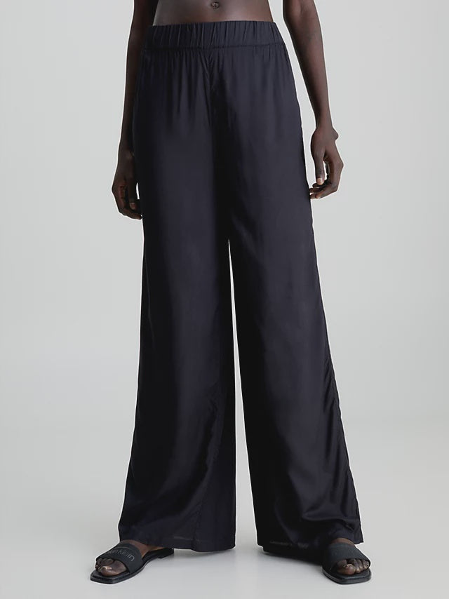 Calvin Klen | Wide Leg Beach Pants | Black