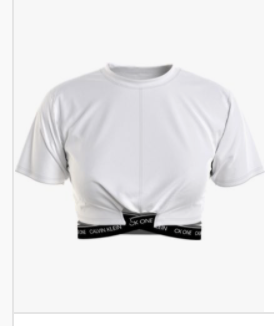 Calvin Klein | Cropped Logo Band Wrap Tee | White