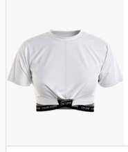 Load image into Gallery viewer, Calvin Klein | Cropped Logo Band Wrap Tee | White
