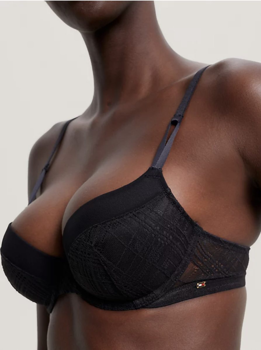 Tommy Hilfiger | Geo Lace Padded Demi Cup | Black