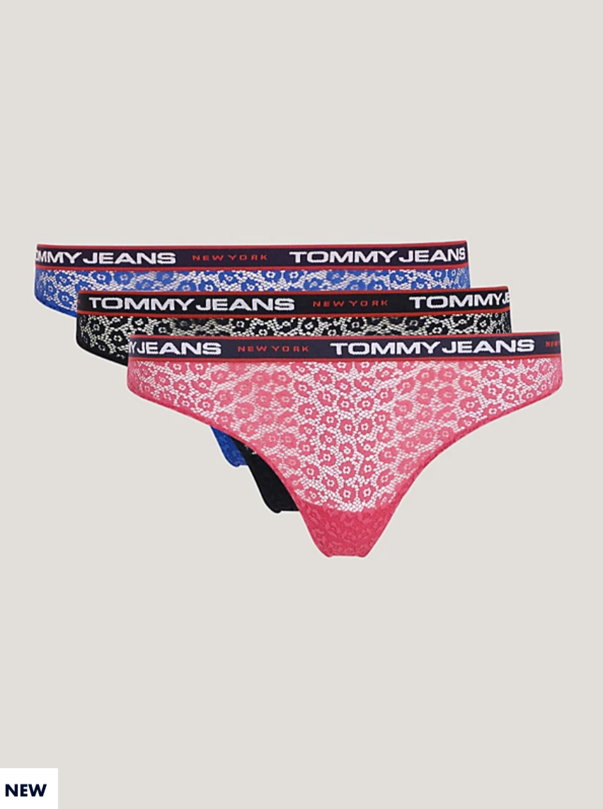 Tommy Hilfiger | 3 Pack Lace Thong | Pink/Ultra Blue