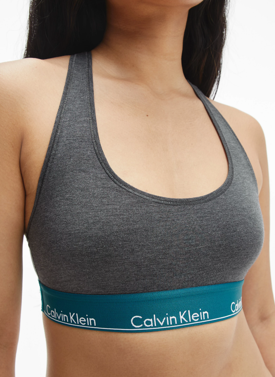 Calvin Klein | Modern Cotton Unlined Bralette | Charcoal / Topaz