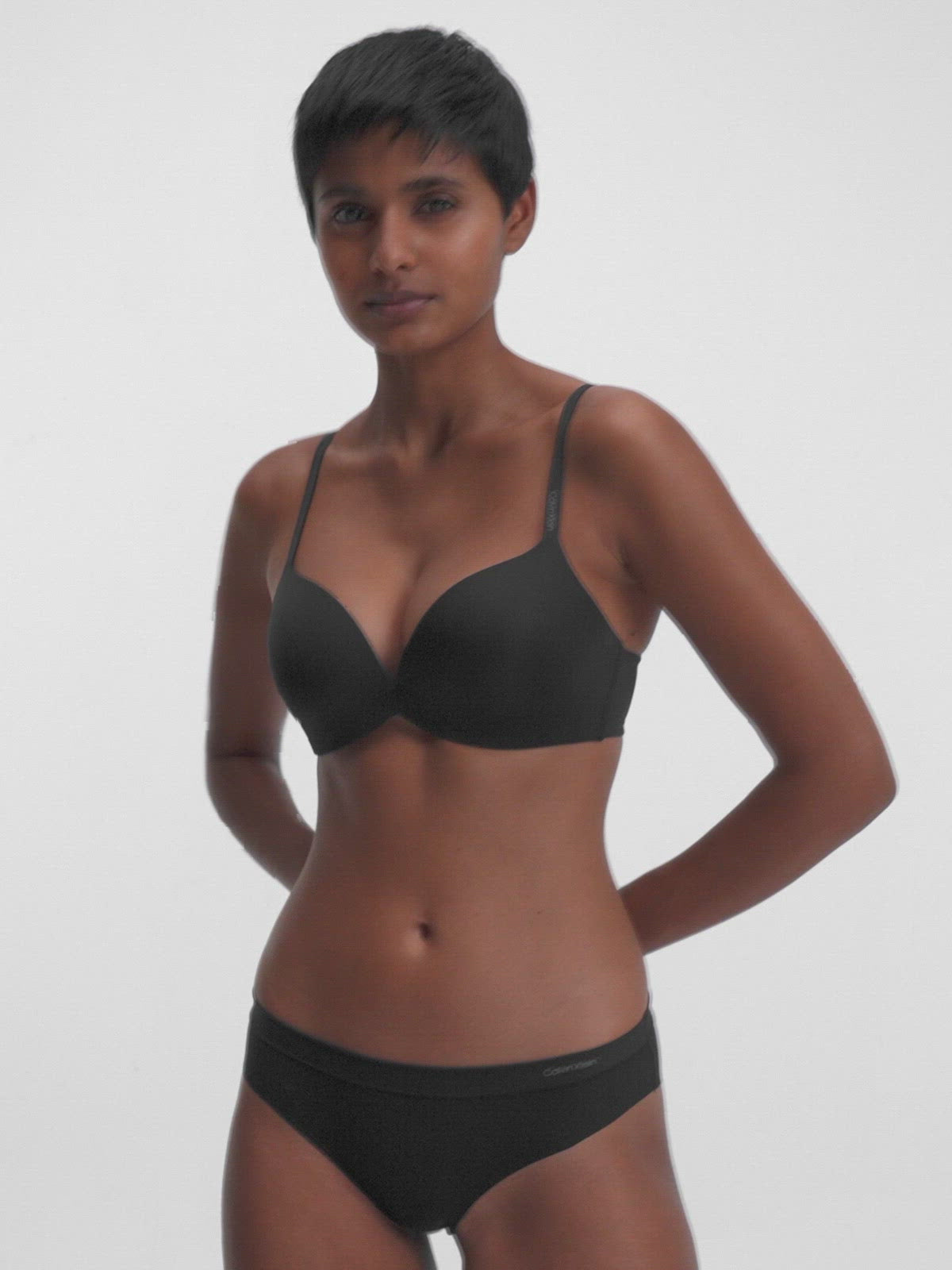 Load video: Calvin Klein | Push Up Plunge Bra | Black