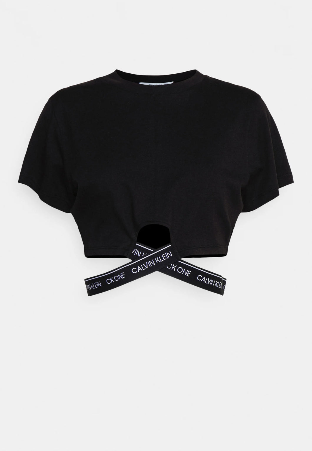Calvin Klein | Cropped Logo Wrap Tee | Black