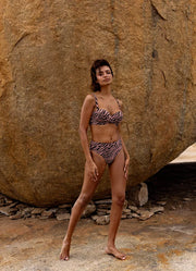 Beach Life | Rose Zebra high waist bikini bottom